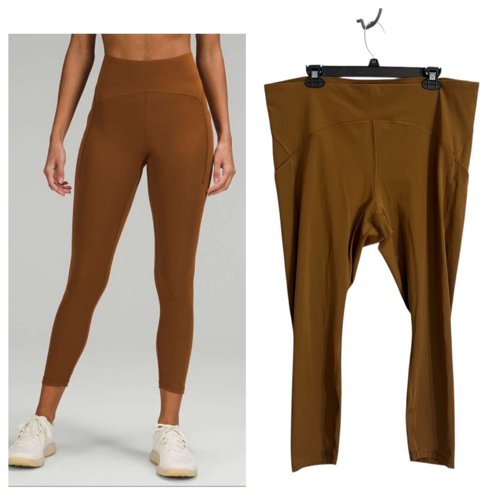 New Lululemon Power Thru Hi Rise Tight 25” copper brown running active sz 18